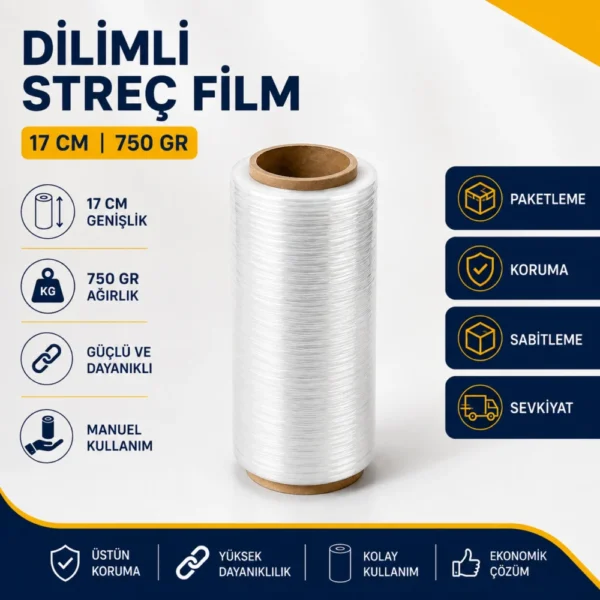 Dilimli streç film 17 cm 750 GR şeffaf paketleme ve sarma streci