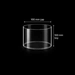 Camgen 100 mm çap 100 mm boy borosilikat masaüstü şömine camı