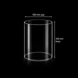 Camgen 150 mm çap 150 mm boy borosilikat masaüstü şömine camı