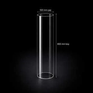 Camgen 100 mm çap 800 mm boy borosilikat pelet soba camı